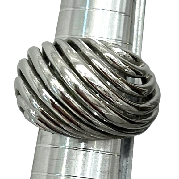 VINTAGE 18KHGE SILVER DOME RING SIZE 6 - Picture 11 of 14